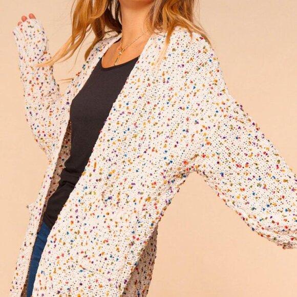 Multicolor Confetti Knit Sweater Cardigan - Picture 6 of 7